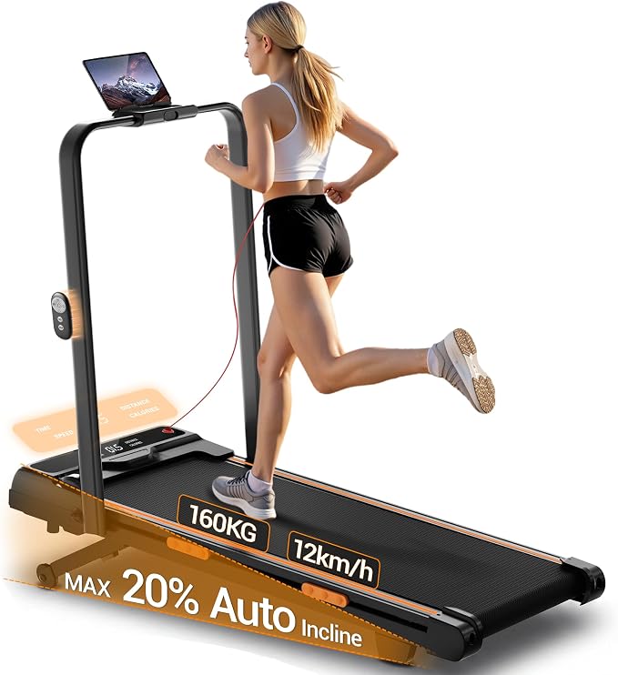 Lontek Tapis de course pliable 12 km/h inclinable