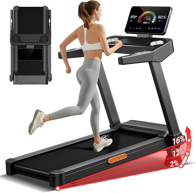 Lontek Tapis de course pliable 14 km/h inclinable
